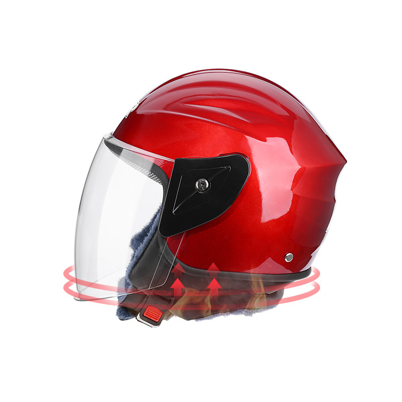 厂家批发电动车摩托车头盔骑行头盔半盔男女通用冬季围脖防护帽