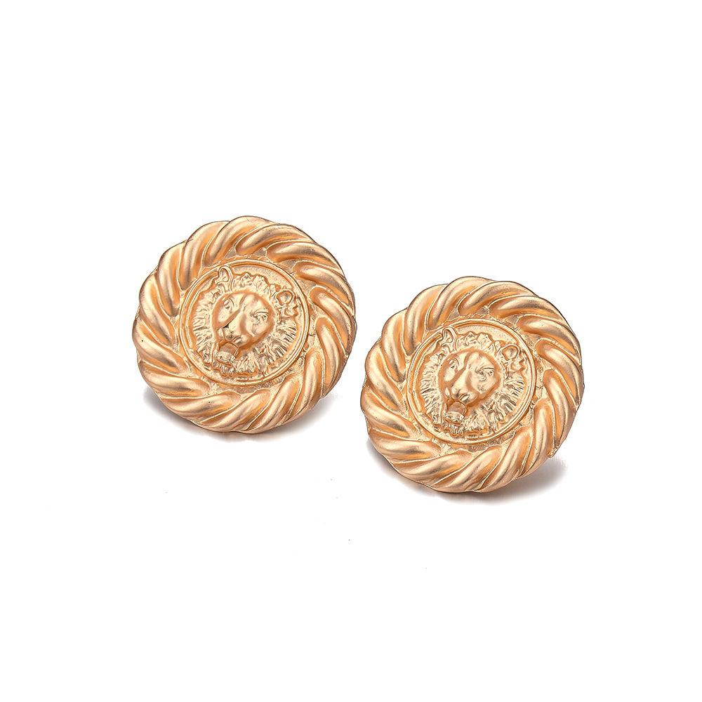 Fashion New S925 Silver Needle Ear Jewelry Alloy Earrings Round Thread Earrings Matte Lion Earrings For Women Nihaojewelry display picture 5