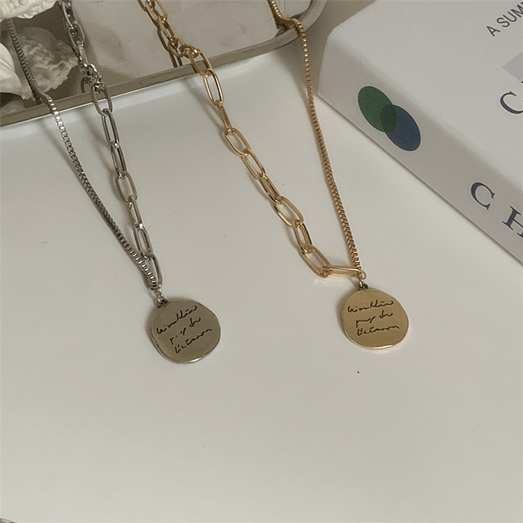 个性圆片吊坠项链