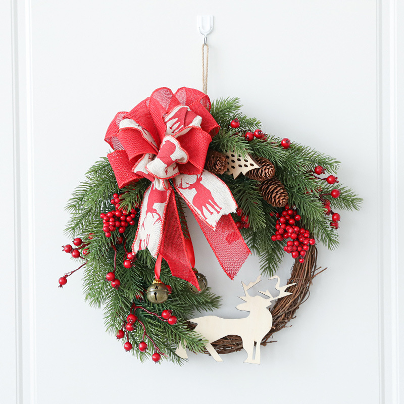 Navidad decorativo Garland ratán cifrado paquete vacaciones diseño ventana puerta ratán Garland decoraciones de Navidad