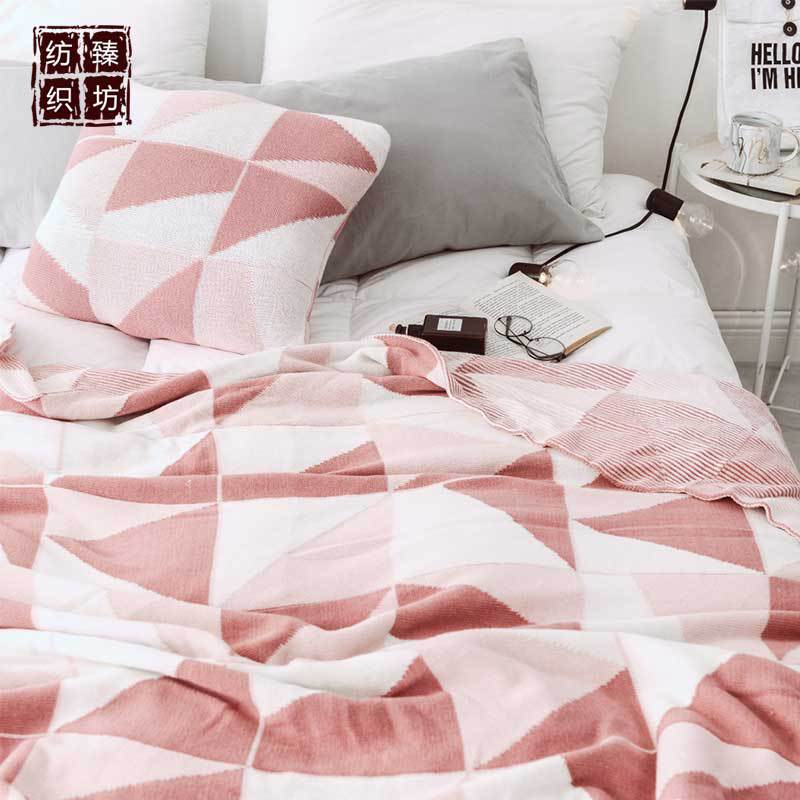 全棉几何针织毛线毯 办公午休休闲毯 沙发盖毯 家居软装厂家直销