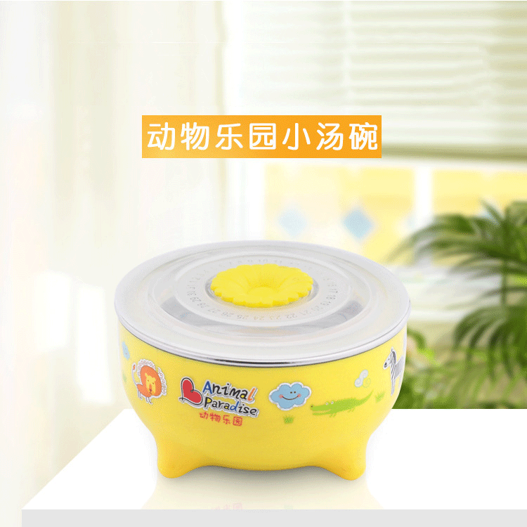 Children's Tableware 304 Cartoon Small Soup Bowl with Lid 300ml Stainless Steel Inner Rice Bowl Anti-scald Wear-resistant Soup Bowl Children's Tableware 304 Cartoon Small Soup Bowl with Lid 300ml Stainless Steel Inner Rice Bowl Anti-scald Wear-resistant Soup Bowl
