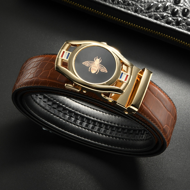 2023 New Hot Selling Crocodile Belt Men's Automatic Belt Buckling Floor Stand Men's Belt Embossing Technology_viptrois.com
