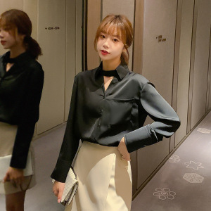 衬衫女新款2020年春季长袖上衣韩版流行女装时尚百搭衬衣潮打底衫