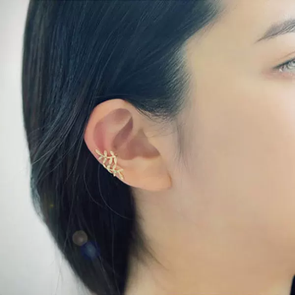 Spread of leaves ear clip temperament female earrings without ear hole without hole ear clip ear buckle ear clip single set