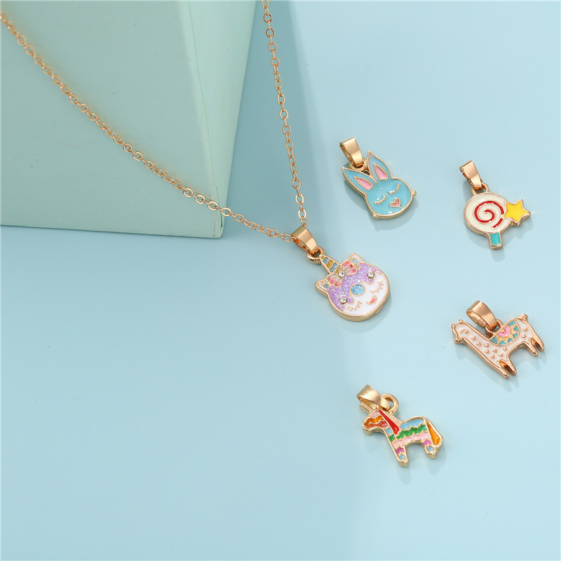 Cute Cat Alloy Enamel Girl's Necklace display picture 3