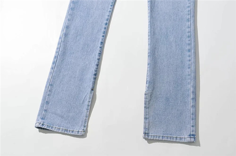 casual fashion split high waist stitching jeans  NSLD17477