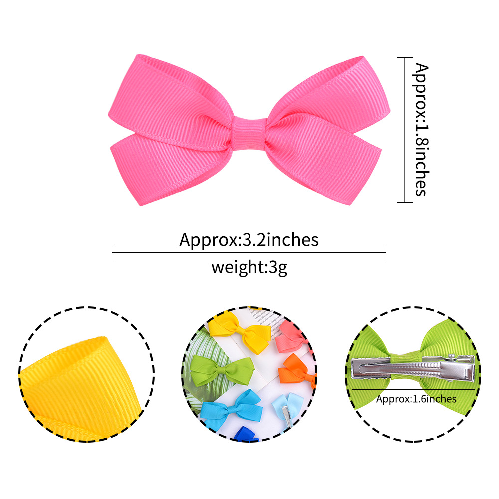 Children's Handmade Ribbed Bow Solid Color Baby Side Clip Set display picture 2