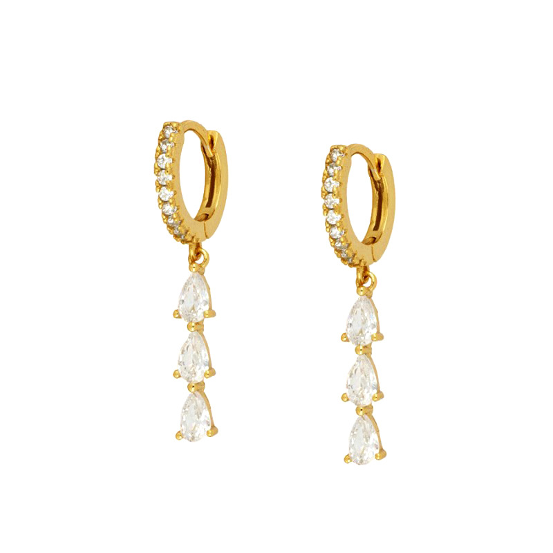 Plus Que L'argent Sterling Aiguille Zircon Gouttes D'eau Anneau En Forme De Boucles D'oreilles De Femmes Européenne Et Américaine De La Mode Minimaliste De Mode Tous Les-boucles D'oreilles Assorties Boucles D'oreilles display picture 1