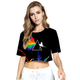 2020新品亚马逊新品同性恋 LGBT 性感甜美3D彩印露脐T恤女装