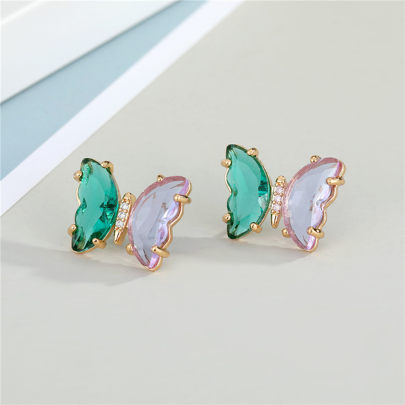 Hit Color Crystal Butterfly Earrings display picture 3