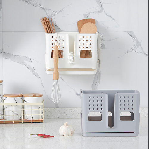 Wall-mounted chopstick barrel creative draining chopstick cage household chopstick cage kitchen tableware spoon storage box