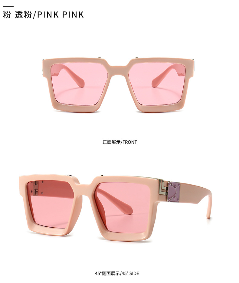 European And American Geometric Solid Color Large Model Square Sunglasses display picture 7