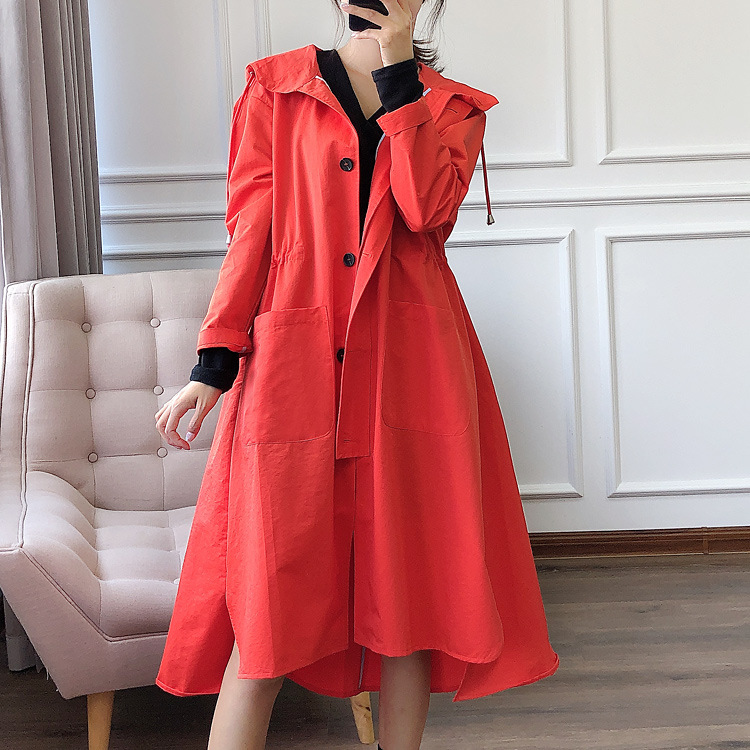 2020 Spring Korean Edition new pattern fashion Solid Easy Mid length version Windbreaker coat wholesale H12BF8031