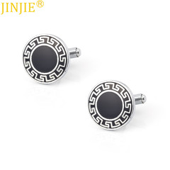 Funny round black retro painted cufflinks, foreign trade men's French style shirt cufflinks