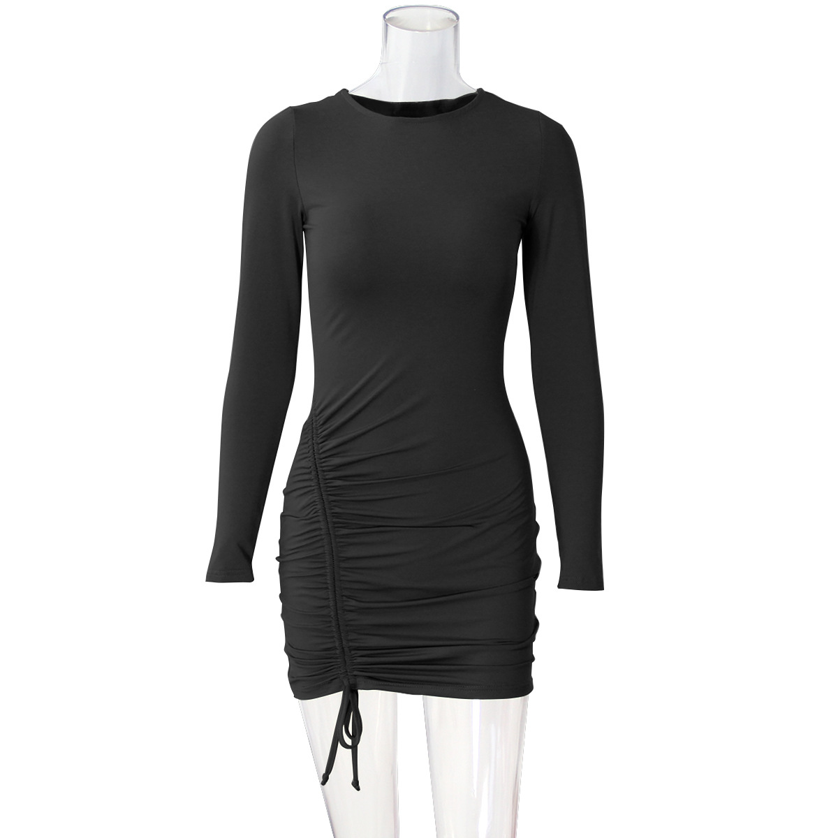 slim long-sleeved drawstring pleated skirt NSZY17811