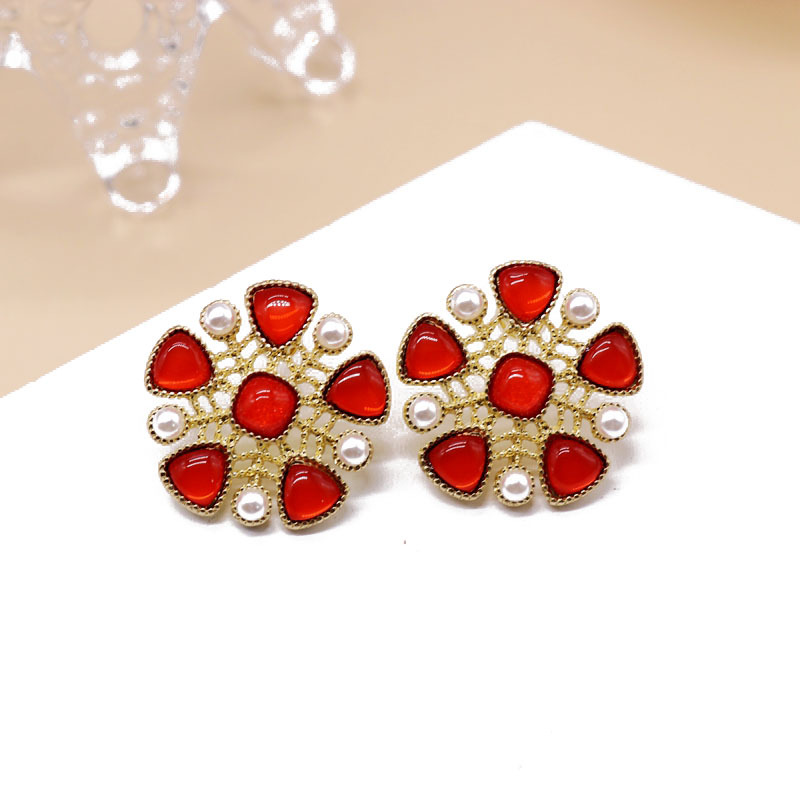 Pendientes De Aguja De Plata Con Piedras Preciosas Rojas, Rosas Y Azules display picture 7