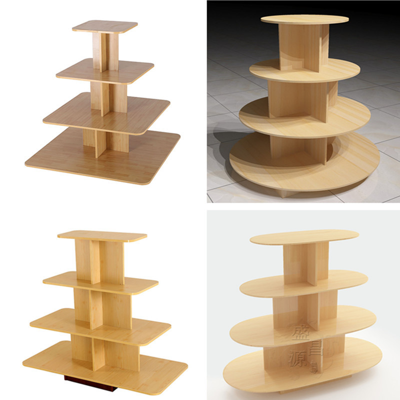 木质展柜奶粉鞋店货柜超市货架堆头产品饮料展架圆形陈列柜中岛柜