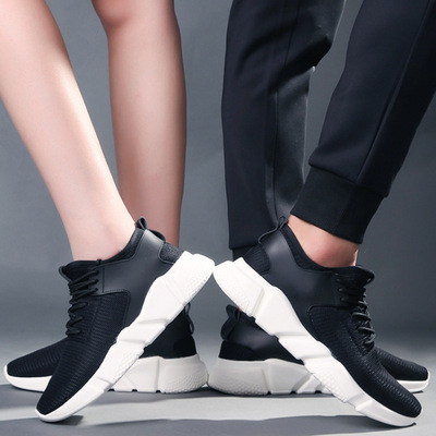 2021秋季新款情侣鞋潮流外贸户外跑步鞋韩版透气飞织网布运动鞋