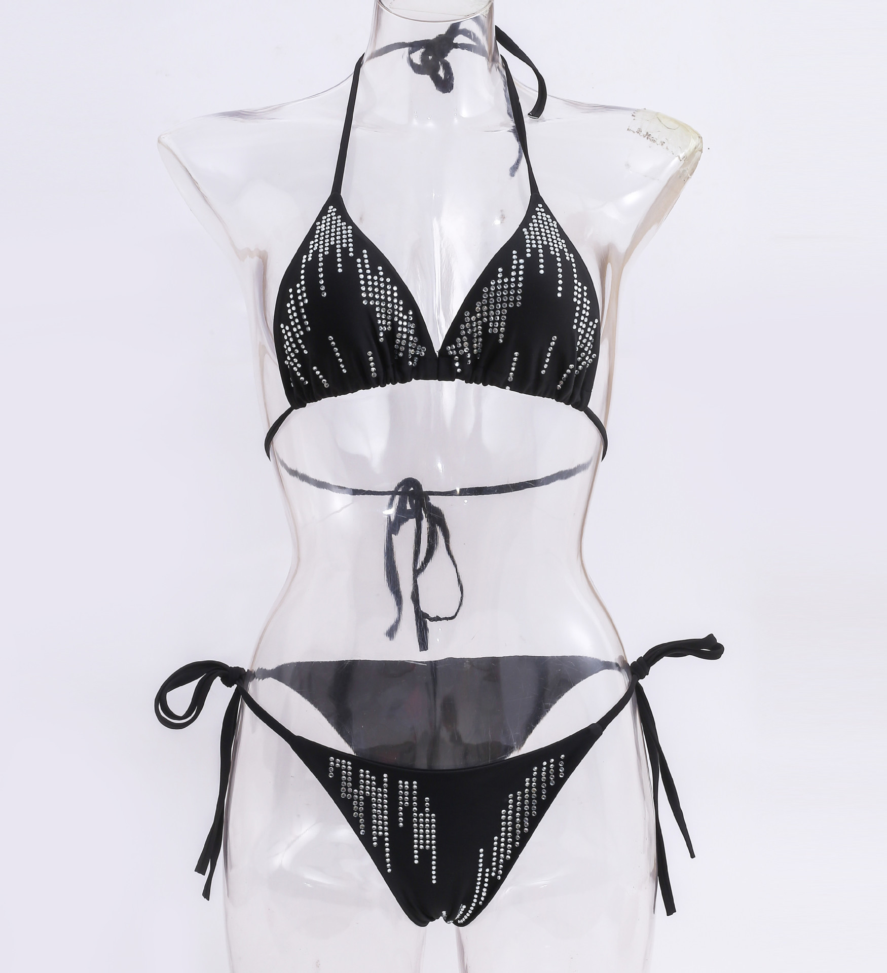 European And American New Solid Color Strappy Diamond Bikini Explosion Swimsuit Swimwear