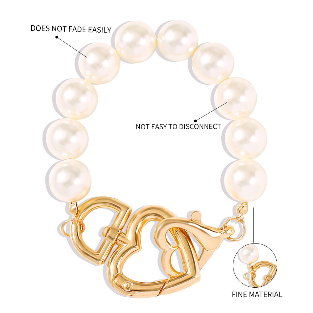 Mode Français Romantique Bracelet De Perles Classique Dames Tempérament Double Amour Serrure Bracelet Accessoires En Gros Nihaojewelry display picture 7