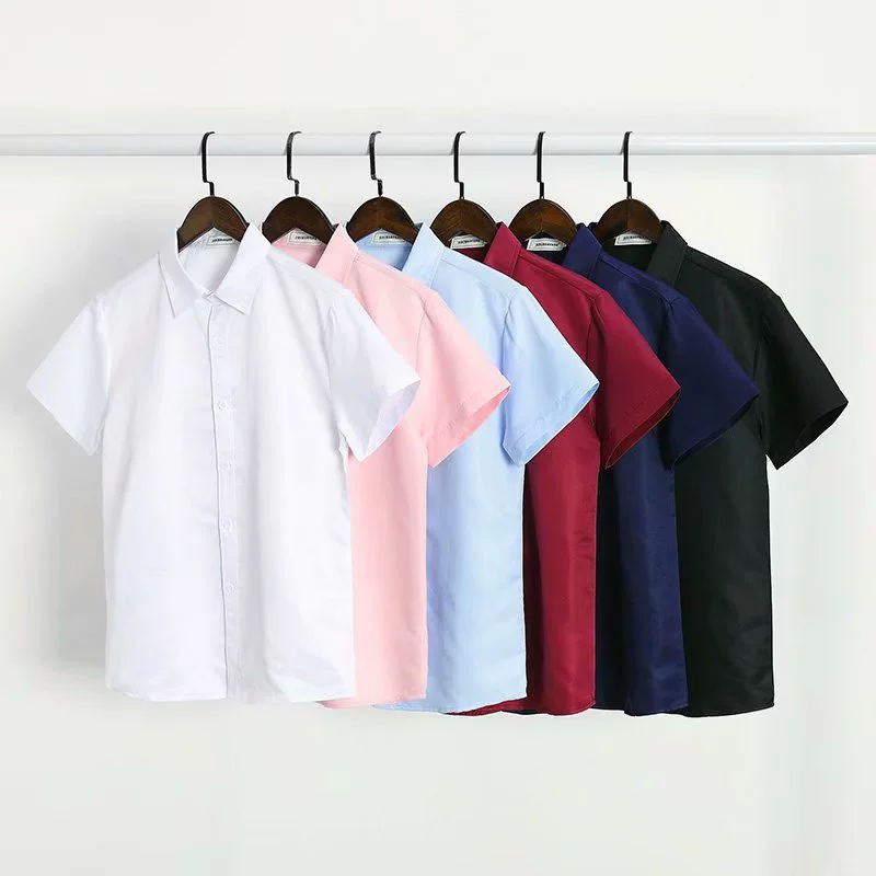 Рубашка slim fit с коротким рукавом, тонкая стильная, лёгкая для лета, размеры S–5XL
