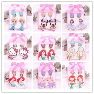 Cartoon Children's Earrings Without Earrings Cute Princess Long Pendant Earrings Ear Clip Girls' Clip Earrings Accessories