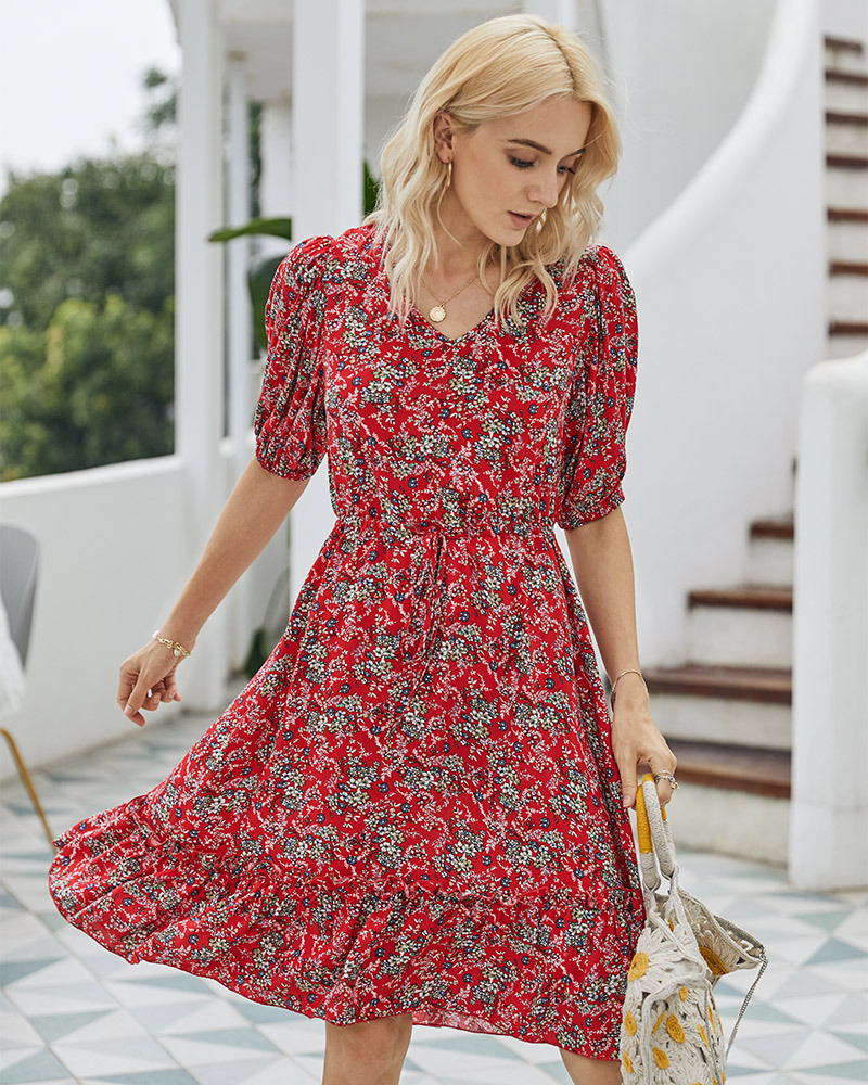 summer women s new fashion printed dress wholesale NSKA973