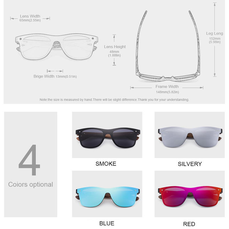 一体片木质太阳镜无框彩膜环保墨镜男女潮流地摊精品跨境眼镜