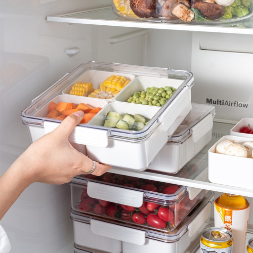 Snack tray, dried fruit box, living room fruit tray, transparent compartmented fruit and vegetable storage box, multifunctional crisper, wish Amazon