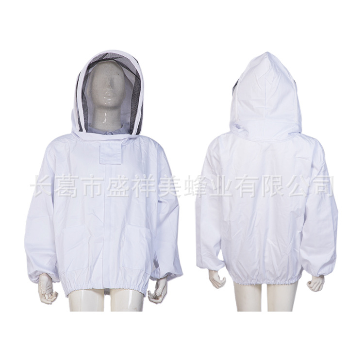 盛祥美蜂业白色半身加厚款太空服上衣蜂服羊皮手套蜂衣蜂帽防风
