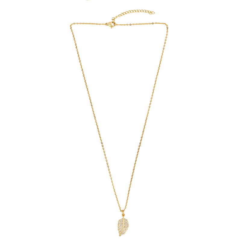 Hip-hop Diamond Palm Necklace Pendant Cheap Gold Leaf Necklace For Women display picture 5