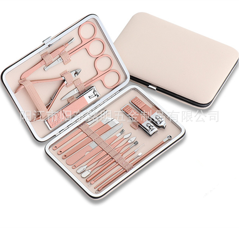 golden cosmetic set stainless steel contains rose for manicure