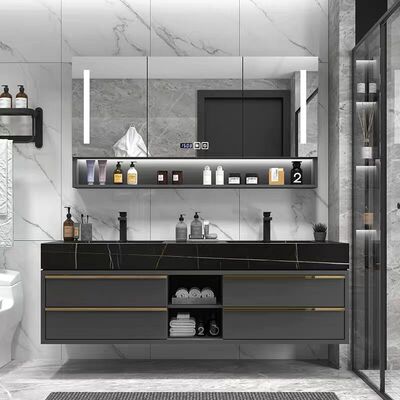 Double basin Bathroom cabinet combination bathroom intelligence Light extravagance modern Simplicity Wash one's face hand sink TOILET Wash station