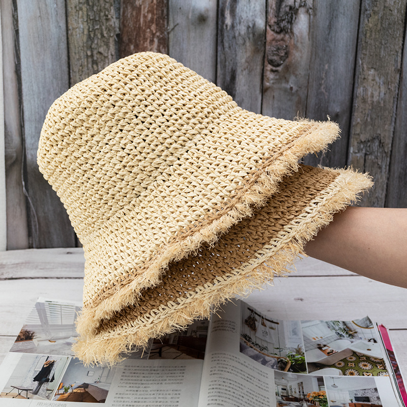 Women's Vacation Solid Color Flat Eaves Straw Hat display picture 2