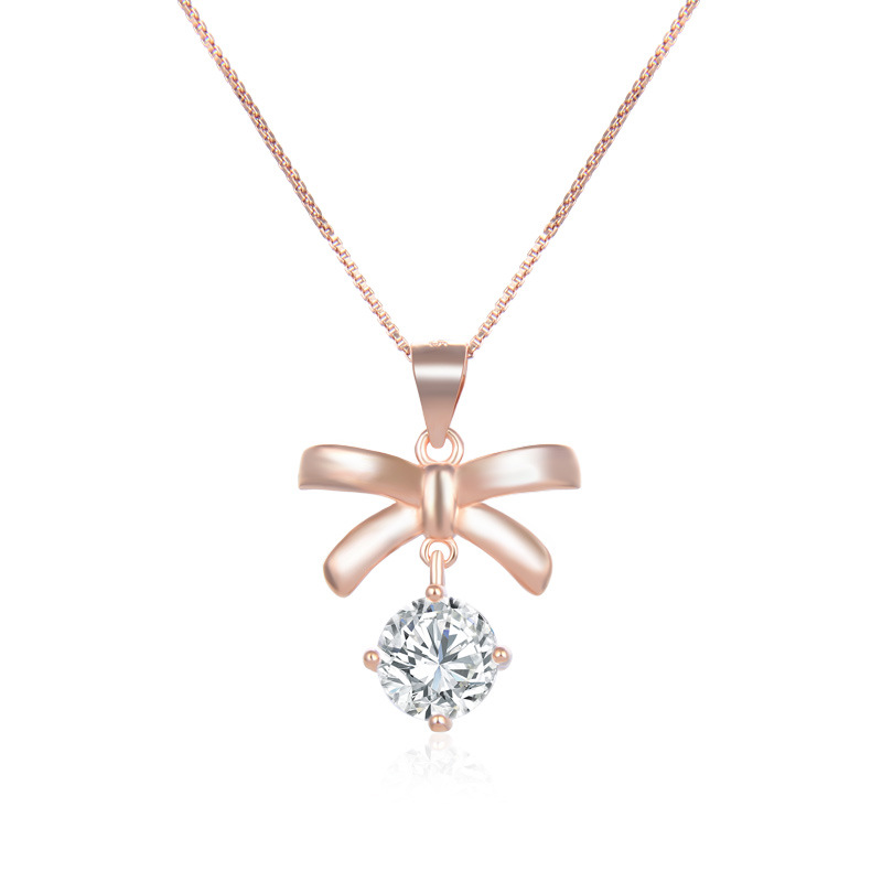 Japonés y coreano s925 collar de plata de las mujeres de moda elegante arco colgante simple todo partido Cadena de clavícula Fuente de Suministro