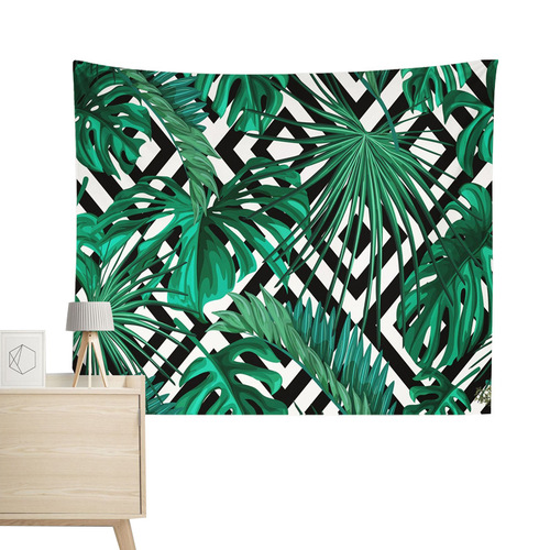 绿植菱格装饰挂布北欧客厅沙发宿舍床头背景墙挂毯装饰挂垫挂毯