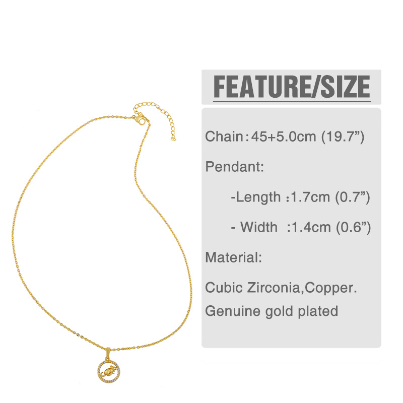 Chinese style 12 zodiac pendant simple diamond animal necklace