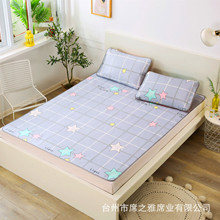 凉席卡通印花冰丝席三件套儿童学生宿舍单人床可折叠席子加厚防滑
