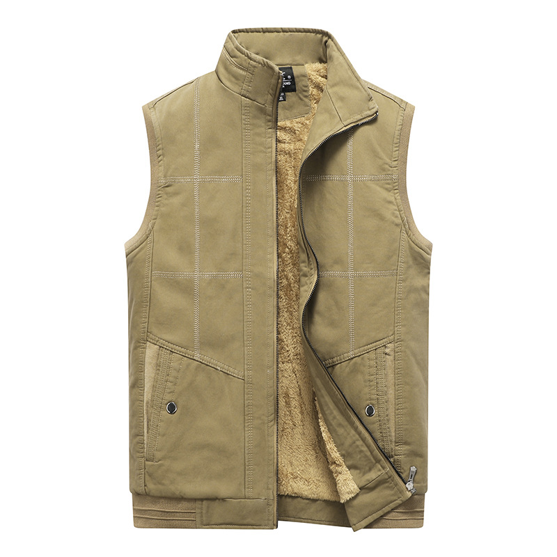 Chaleco forrado de lana de los nuevos hombres transfronterizos hombres de otoño e invierno Chaleco de los hombres chaleco sin mangas chaqueta cómoda tendencia de la moda