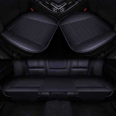 Seat Cushion Without Backrest Three-Piece | Seat cushion, seat cover - black-half-pack-without-bamboo-charcoal-three-piece-set