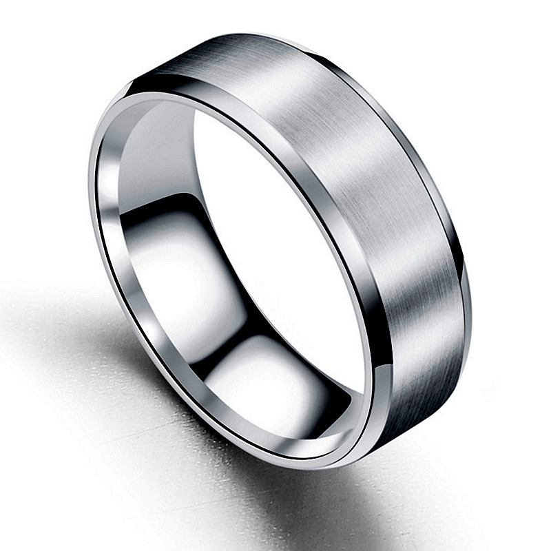 Wholesale Fashion Frosted Titanium Steel Brushed Ring Nihaojewelry display picture 5