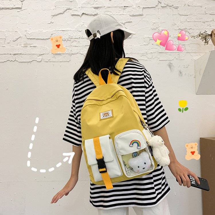 Korean Student Hit Color Backpack Soft School Bag display picture 135