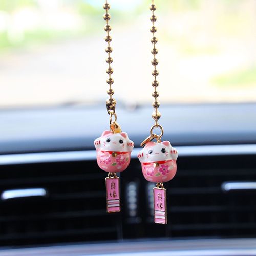 Auto car hanging Ceramic lucky cat hang god of luck wealth vehicle safety in the rearview mirror pendants hang act the role ofing is tasted circle