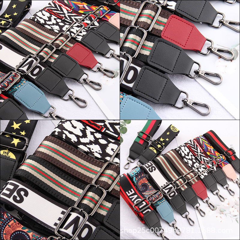 Wide shoulder strap adjustable women's bag accessories Single Shoulder Messenger women's bag long shoulder strap ethnic style color bag belt