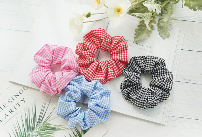 Korean Plaid Cotton Fabric Wide-brimmed Hair Scrunchies display picture 16