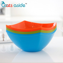 Goats餐厅水果碗广告促销礼品印刷甜品碗创意方形塑料沙拉碗