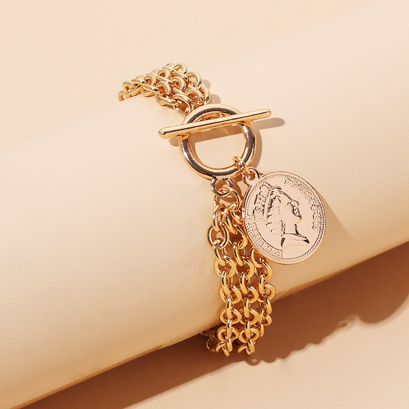28g Weight Bracelets Classification Business, Travel Occasion Women'S Gender Gold, Silver Color Fashion Metal Hip-hop Bracelet 2