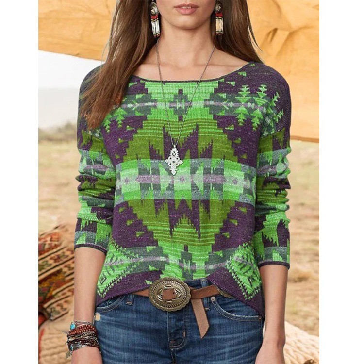 autumn and winter new fashion print round neck long sleeve t-shirt  NSLZ26700