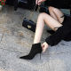 173-9 European and American fashion simple slim heel high heel suede pointed sexy nightclub slim short boots winter and bare boots